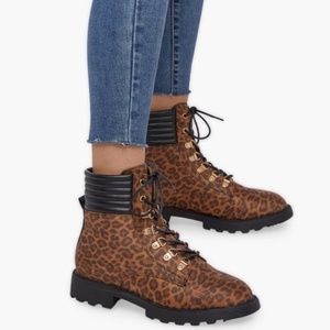 Women's Leopard Print Lace Up Boots